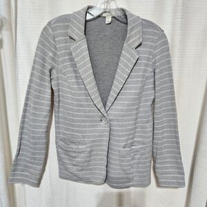 Caslon Gray and White Striped Blazer